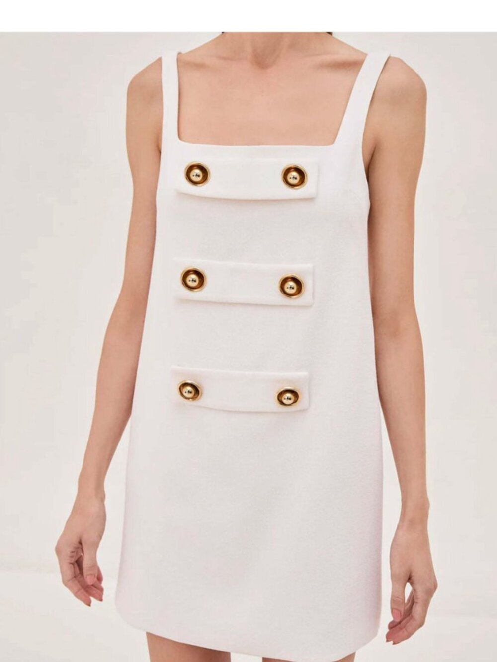 Alexis Luya Mini Dress in White with Gold Buttons size Medium - Picture 2 of 5